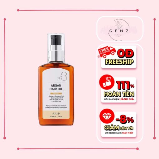 Dầu Dưỡng Giúp Hồi Phục Tóc Hư Tổn Raip R3 Argan Hair Oil 100ml ( Mẫu Mới )