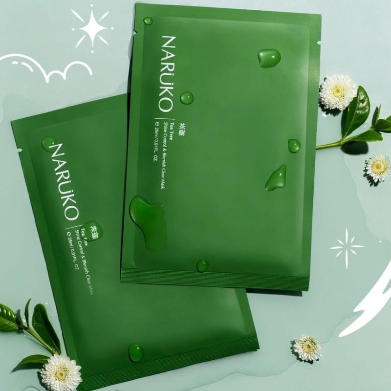 Mặt Nạ Chiết Xuất Tràm Trà Kiềm Dầu, Hỗ Trợ Giảm Mụn Naruko Tea Tree Shine Control & Blemish Clear Mask 26ml